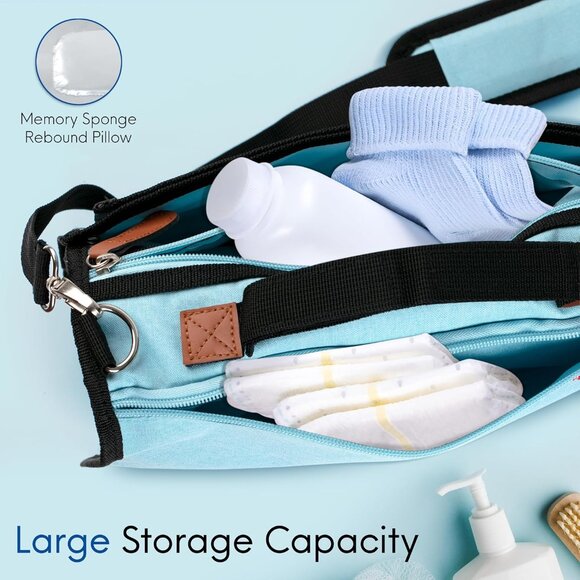 KITZEE Portable Changing Pad with Large Storage for Baby - Light Blue - Picture 10 of 11